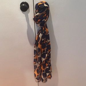 Lightweight orange and blue Coach scarf